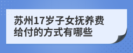 苏州17岁子女抚养费给付的方式有哪些