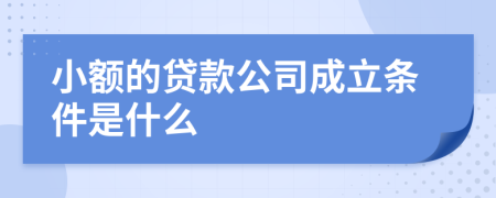 小额的贷款公司成立条件是什么