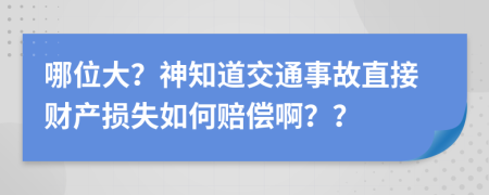 哪位大？神知道交通事故直接财产损失如何赔偿啊？？