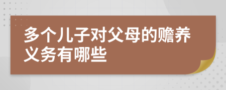 多个儿子对父母的赡养义务有哪些