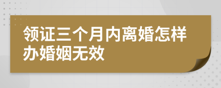 领证三个月内离婚怎样办婚姻无效