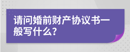 请问婚前财产协议书一般写什么？