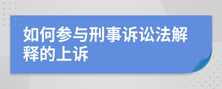 如何参与刑事诉讼法解释的上诉