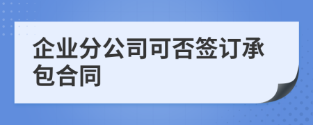 企业分公司可否签订承包合同