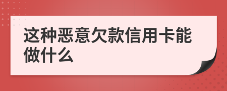 这种恶意欠款信用卡能做什么