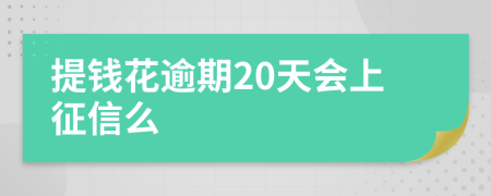 提钱花逾期20天会上征信么