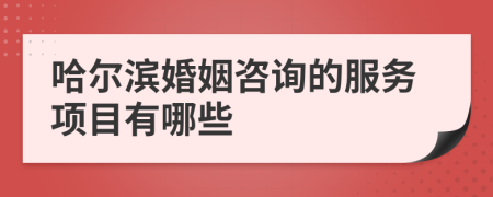 哈尔滨婚姻咨询的服务项目有哪些