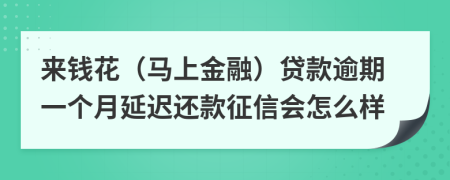 来钱花（马上金融）贷款逾期一个月延迟还款征信会怎么样