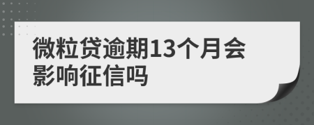 微粒贷逾期13个月会影响征信吗