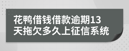 花鸭借钱借款逾期13天拖欠多久上征信系统