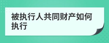 被执行人共同财产如何执行