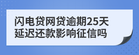 闪电贷网贷逾期25天延迟还款影响征信吗