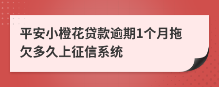 平安小橙花贷款逾期1个月拖欠多久上征信系统