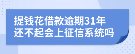 提钱花借款逾期31年还不起会上征信系统吗