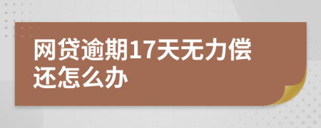 网贷逾期17天无力偿还怎么办