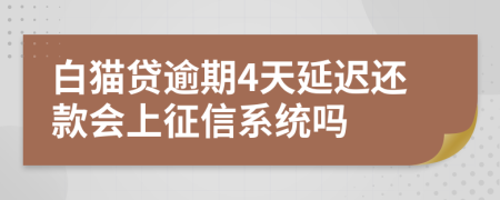白猫贷逾期4天延迟还款会上征信系统吗