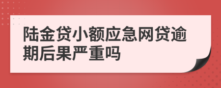 陆金贷小额应急网贷逾期后果严重吗