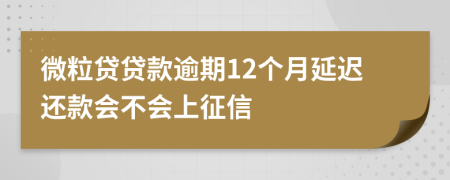 微粒贷贷款逾期12个月延迟还款会不会上征信