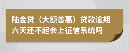 陆金贷（大额普惠）贷款逾期六天还不起会上征信系统吗