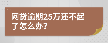 网贷逾期25万还不起了怎么办？