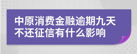 中原消费金融逾期九天不还征信有什么影响