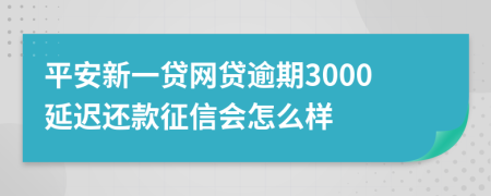 平安新一贷网贷逾期3000延迟还款征信会怎么样