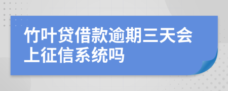 竹叶贷借款逾期三天会上征信系统吗