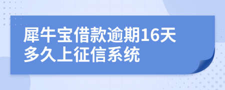 犀牛宝借款逾期16天多久上征信系统