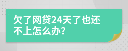 欠了网贷24天了也还不上怎么办？