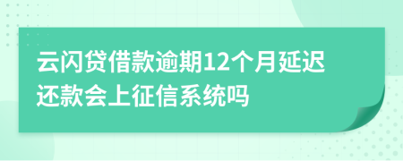 云闪贷借款逾期12个月延迟还款会上征信系统吗