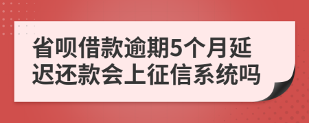 省呗借款逾期5个月延迟还款会上征信系统吗