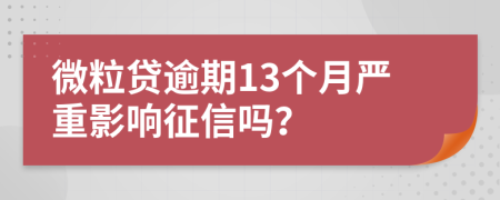 微粒贷逾期13个月严重影响征信吗？