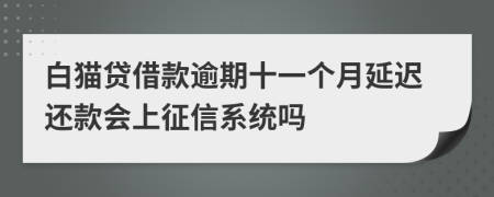 白猫贷借款逾期十一个月延迟还款会上征信系统吗
