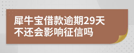 犀牛宝借款逾期29天不还会影响征信吗