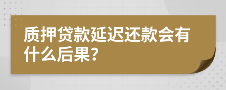 质押贷款延迟还款会有什么后果？