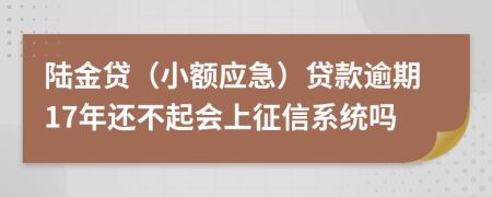 陆金贷（小额应急）贷款逾期17年还不起会上征信系统吗