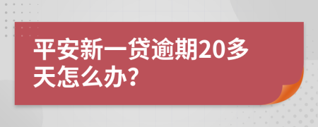 平安新一贷逾期20多天怎么办？