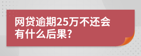 网贷逾期25万不还会有什么后果?