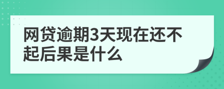 网贷逾期3天现在还不起后果是什么