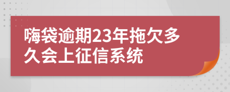 嗨袋逾期23年拖欠多久会上征信系统