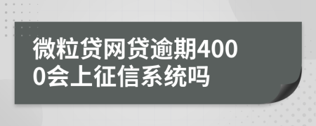 微粒贷网贷逾期4000会上征信系统吗