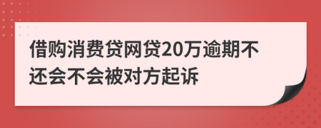 借购消费贷网贷20万逾期不还会不会被对方起诉