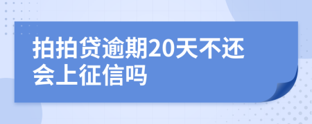 拍拍贷逾期20天不还会上征信吗