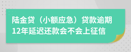 陆金贷（小额应急）贷款逾期12年延迟还款会不会上征信