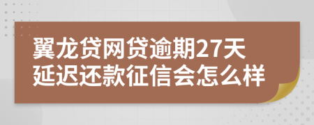 翼龙贷网贷逾期27天延迟还款征信会怎么样