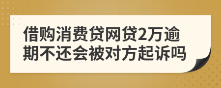 借购消费贷网贷2万逾期不还会被对方起诉吗