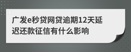 广发e秒贷网贷逾期12天延迟还款征信有什么影响