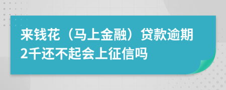 来钱花（马上金融）贷款逾期2千还不起会上征信吗