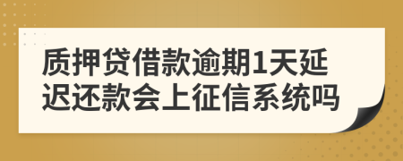 质押贷借款逾期1天延迟还款会上征信系统吗