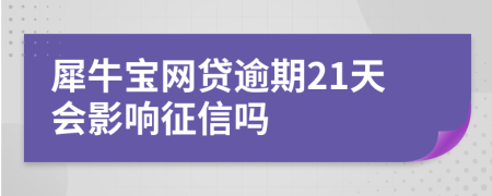 犀牛宝网贷逾期21天会影响征信吗